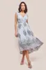 Pleated Satin Bodice High And Low Dress - Grey by Goddiva sold by Goddiva