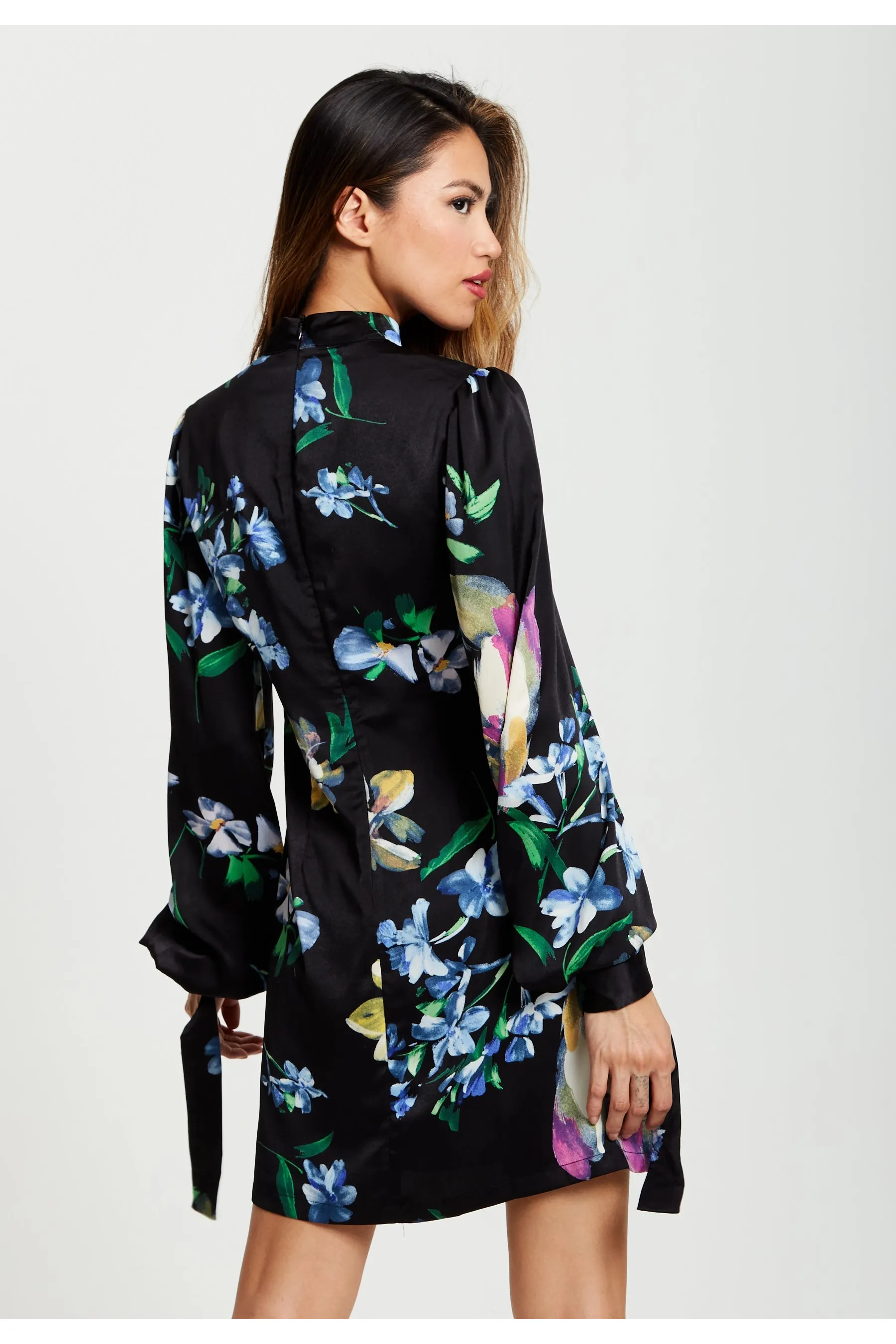 Liquorish Elegant Floral Print A-line Mini Dress sold by Goddiva product image thumbnail 5