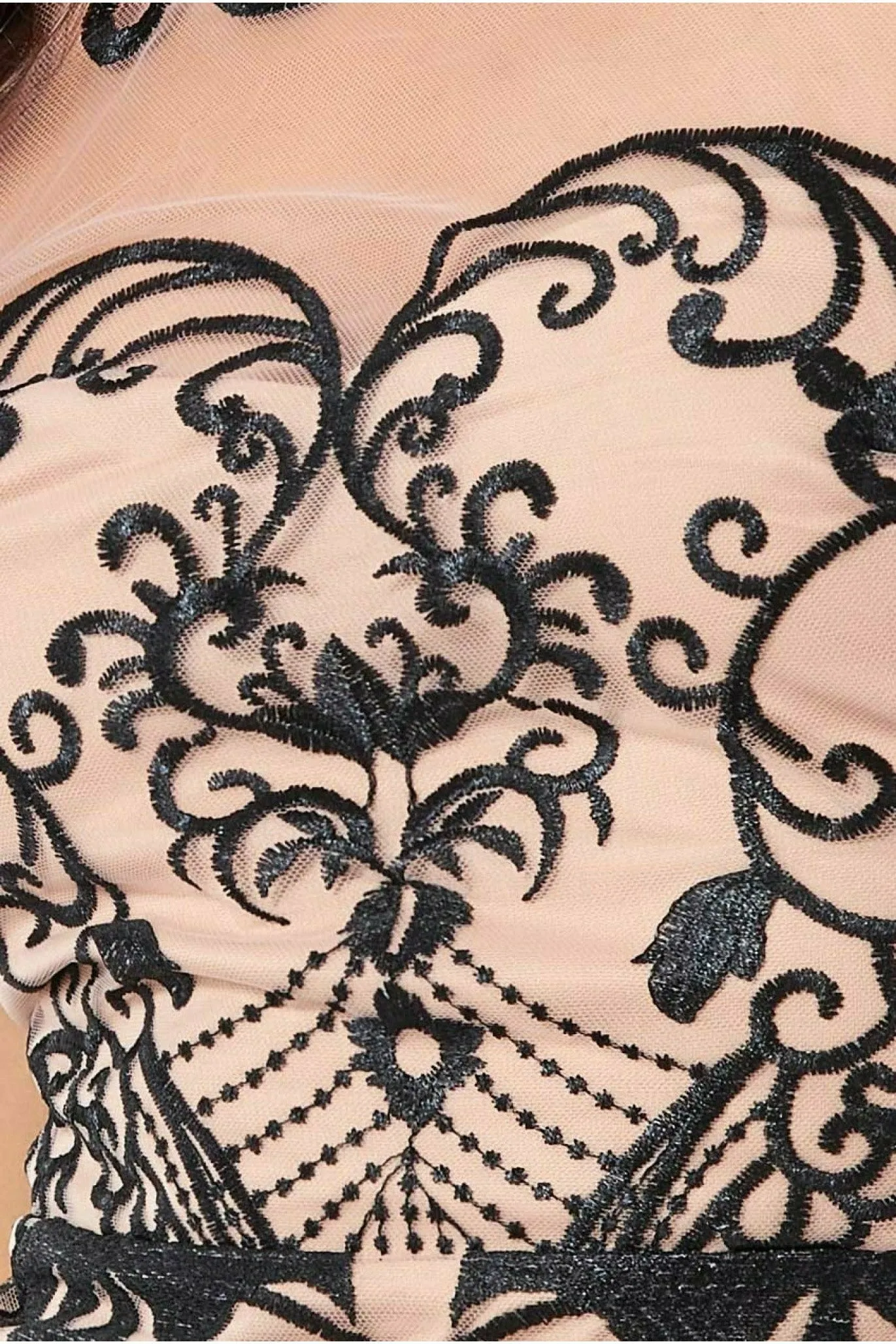 Mesh & Lace Maxi With Scalloped Hem - Black by Goddiva sold by Goddiva product image thumbnail 4