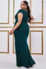Bardot Pleated Maxi Dress - Emerald by Goddiva Plus sold by Goddiva