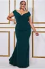 Bardot Pleated Maxi Dress - Emerald by Goddiva Plus sold by Goddiva