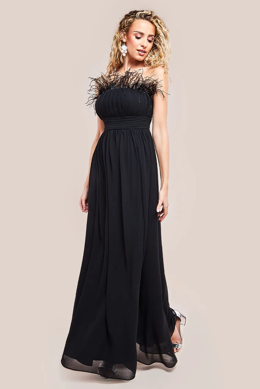 Bridesmaids Chiffon Maxi Dress - Black by Goddiva sold by Goddiva