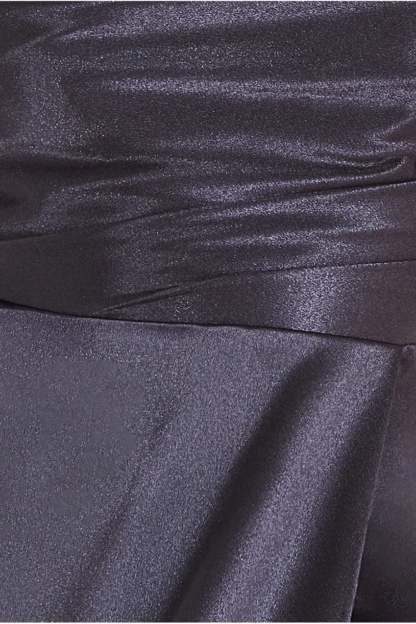 Goddiva Front Split Satin Bandeau Maxi - Black sold by Goddiva product image thumbnail 4