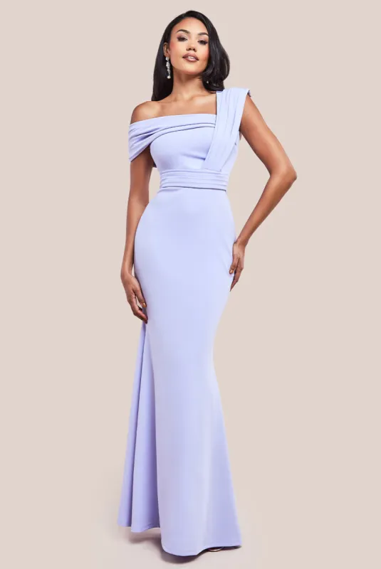 Goddiva One Shoulder Scuba Maxi Dress - Lilac sold by Goddiva