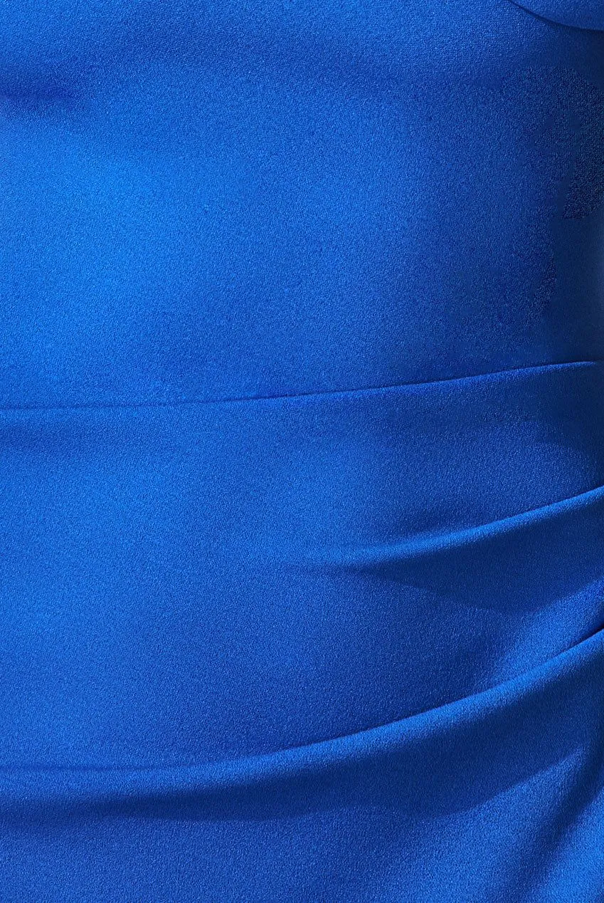 Scuba Crepe Pleated Bardot Maxi - Royalblue by Goddiva sold by Goddiva product image thumbnail 4