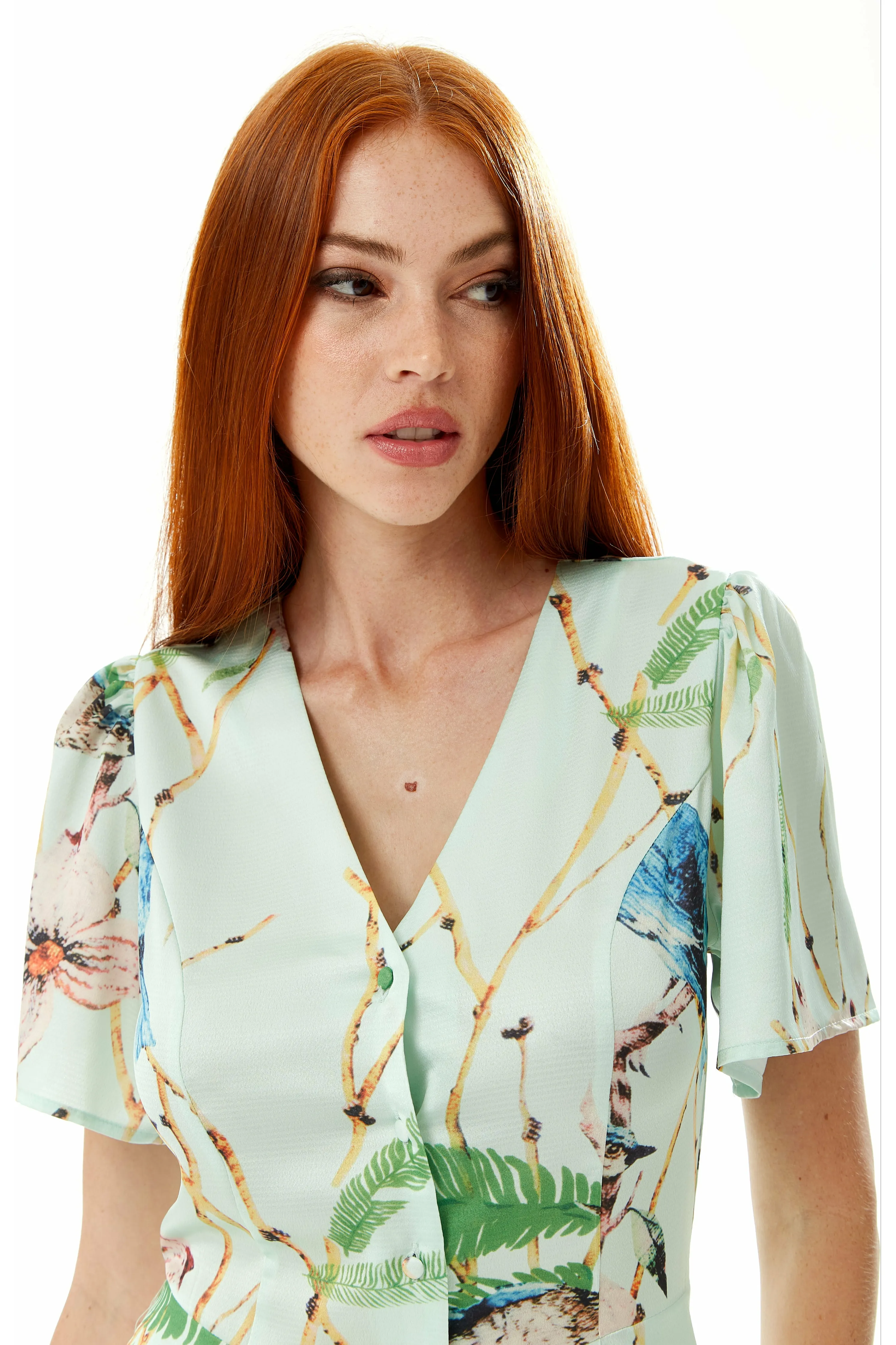 Bird Print Jumpsuit In Mint Green by Liquorish sold by Goddiva product image thumbnail 5