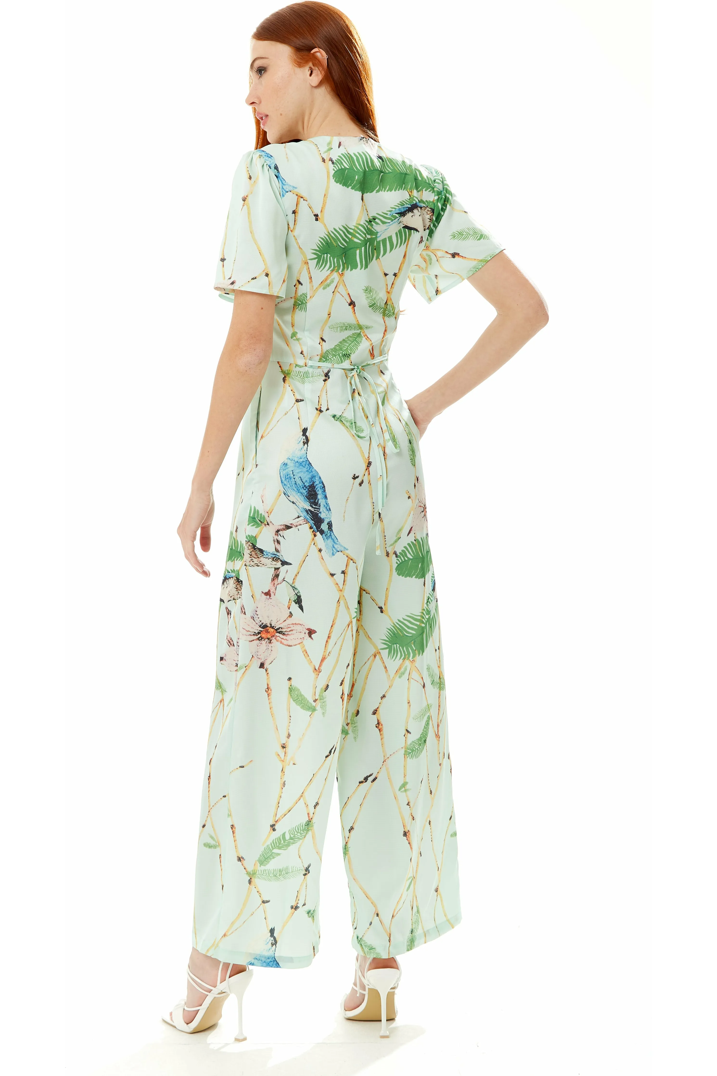 Bird Print Jumpsuit In Mint Green by Liquorish sold by Goddiva product image thumbnail 4