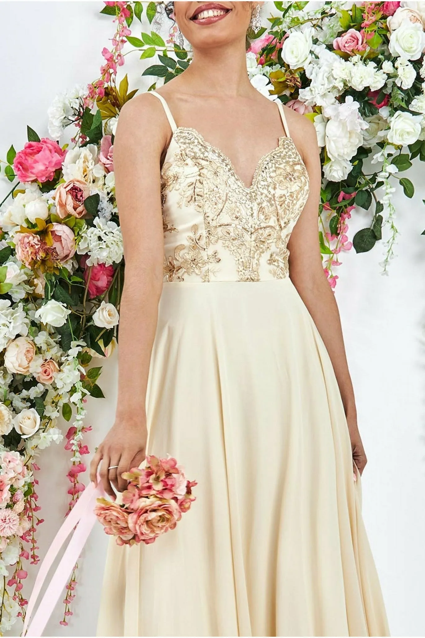 Scallop Lace Chiffon Maxi - Ivory by Goddiva sold by Goddiva product image thumbnail 4