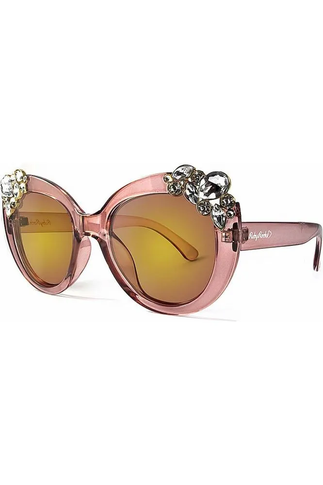 Ruby Rocks Ladies Dubai Gem Detail Sunglasses In Crystal Pink sold by Goddiva