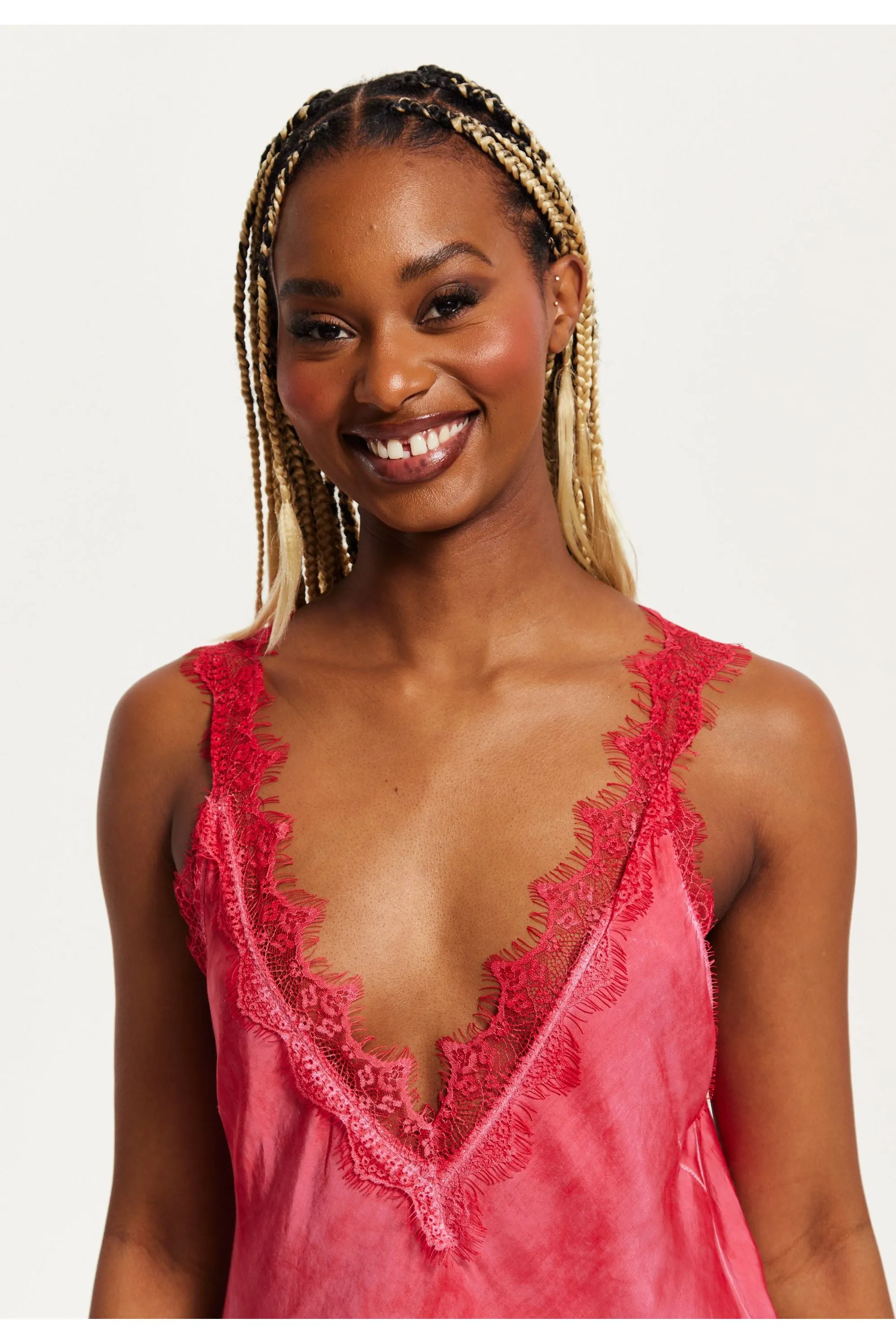 Liquorish Lace Detailed V Neck Maxi Dress In Red sold by Goddiva product image thumbnail 5