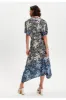 Liquorish Tropical Printed Blue Dip Dye Wrap Dress sold by Goddiva