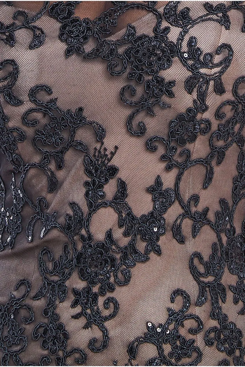 Lace Scallop Edge Mermaid Maxi Dress - Black by Goddiva sold by Goddiva product image thumbnail 4