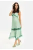 Elegant Green Midi Dress With Lace Details by Liquorish sold by Goddiva