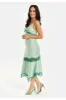 Elegant Green Midi Dress With Lace Details by Liquorish sold by Goddiva