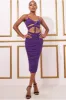 Cut Out Ruched Midi With Drawstring - Purple by City Goddess sold by Goddiva