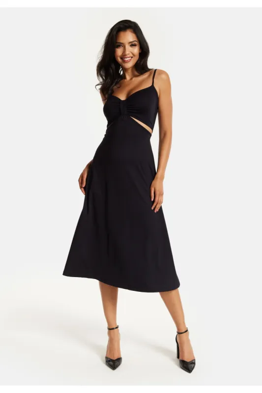 Black Cami Dress With Cut Out Details by Liquorish sold by Goddiva