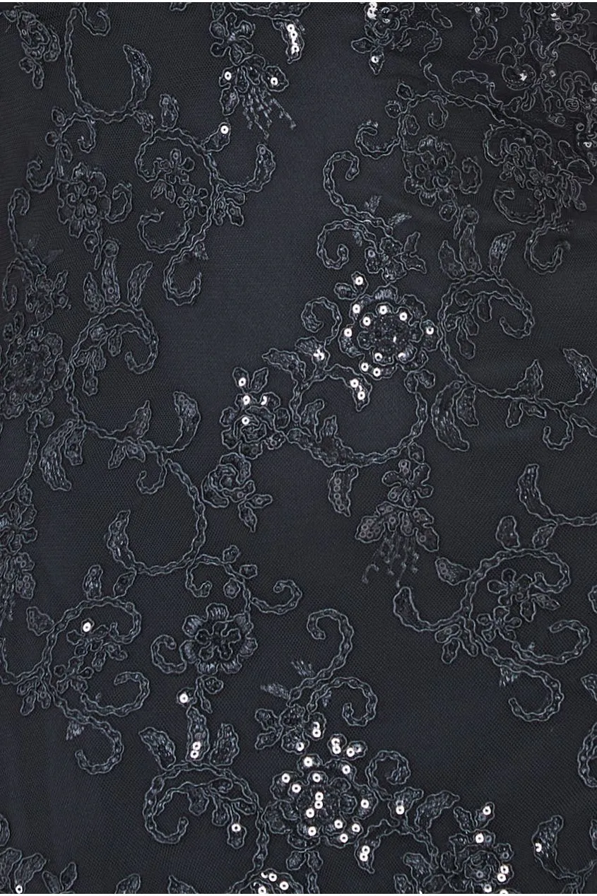 Sequin Scallop Lace Midi Dress - Black by Goddiva sold by Goddiva product image thumbnail 4