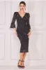 Sequin Scallop Lace Midi Dress - Black by Goddiva sold by Goddiva