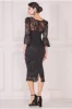 Sequin Scallop Lace Midi Dress - Black by Goddiva sold by Goddiva