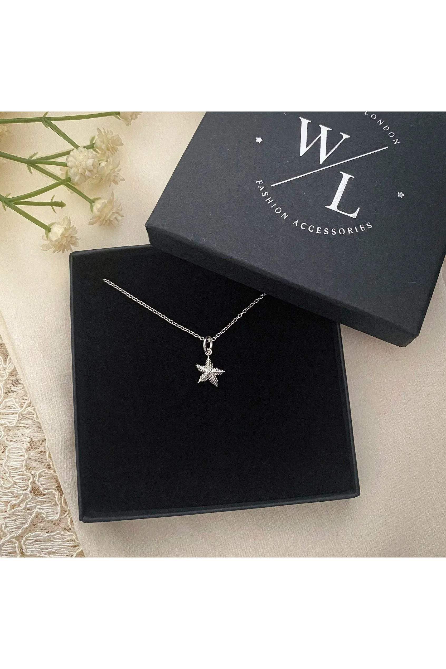 Wisteria London Luminara Silver Starfish Necklace sold by Goddiva product image thumbnail 2