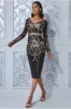 Goddiva Sequin & Mesh Embroidered Midi Dress - Black sold by Goddiva