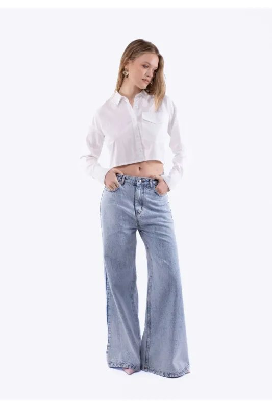 Silkroad Daughters Bleach Wide Leg Denim Jeans sold by Goddiva