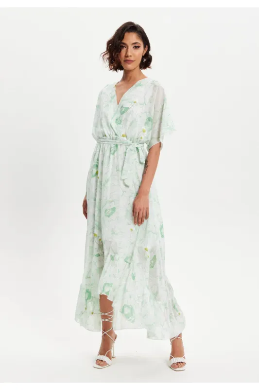 Liquorish Embroidery Detail Double Breasted Summer Dress sold by Goddiva