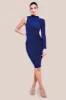 Open Back One Sleeve Lurex Midi - Royal Blue by Goddiva sold by Goddiva
