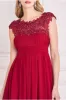 Crochet & Pleated Top High Low Maxi - Burgundy by Goddiva sold by Goddiva