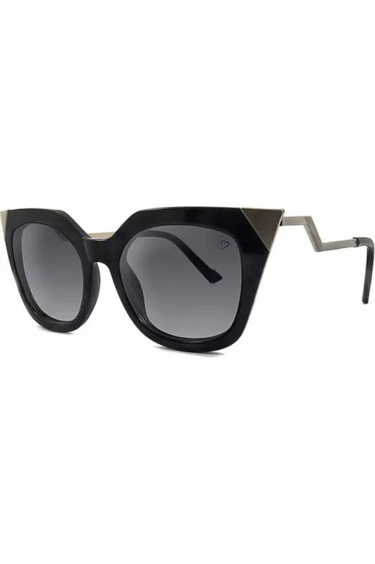 Ruby Rocks Metal Tip And Angled Temple Mykonos Sunglasses In Black sold by Goddiva