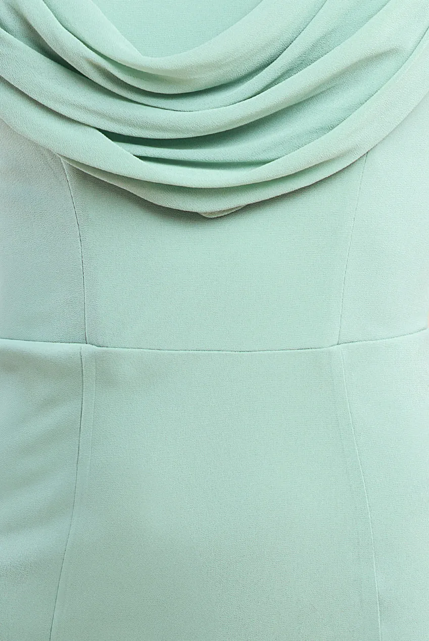 Chiffon Bardot Cowl Neck Maxi Dress - Sage Green by Goddiva sold by Goddiva product image thumbnail 4