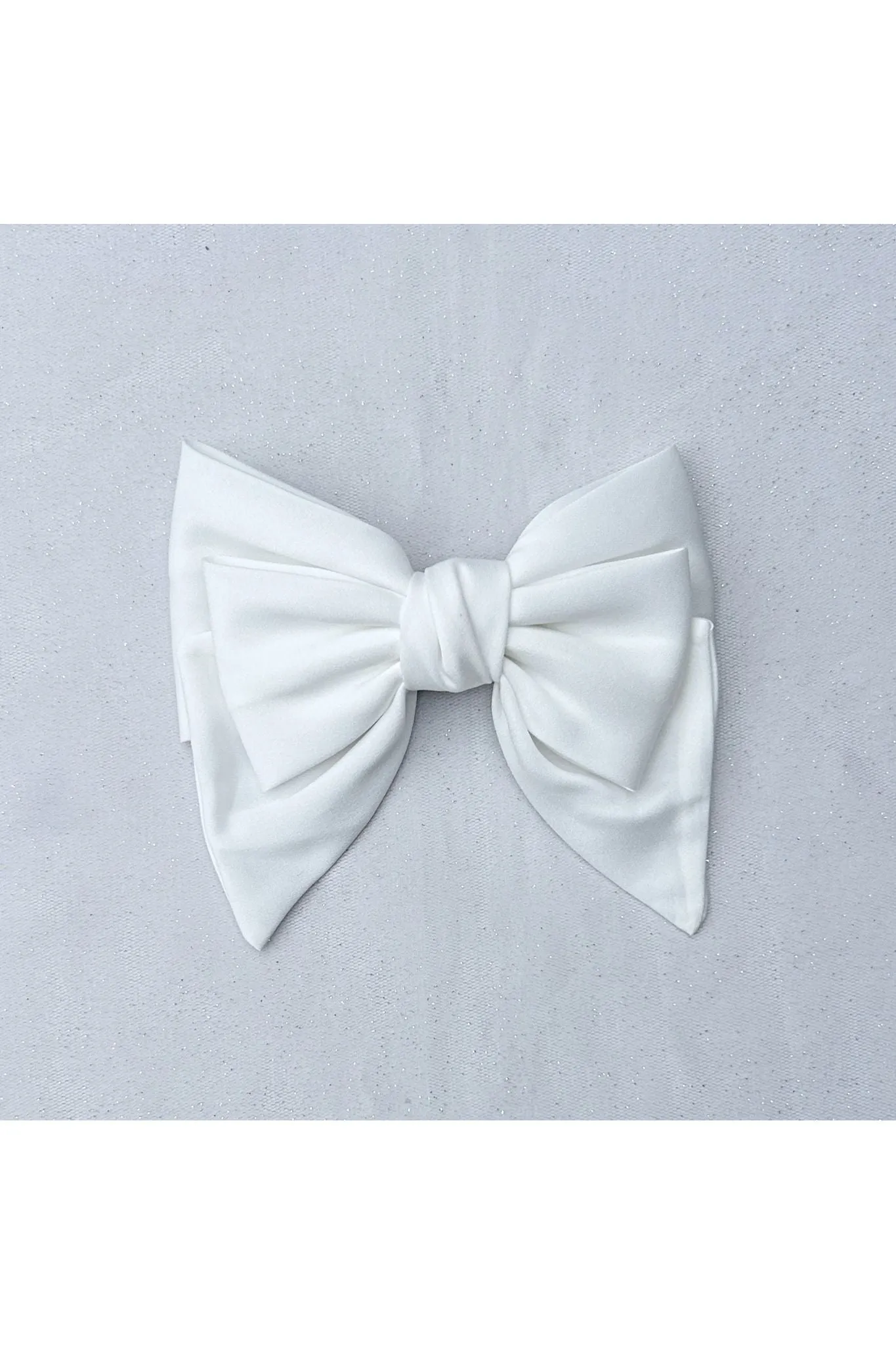White Satin Hair Bow White Hair Clip by QueenMee Accessories sold by Goddiva product image thumbnail 2