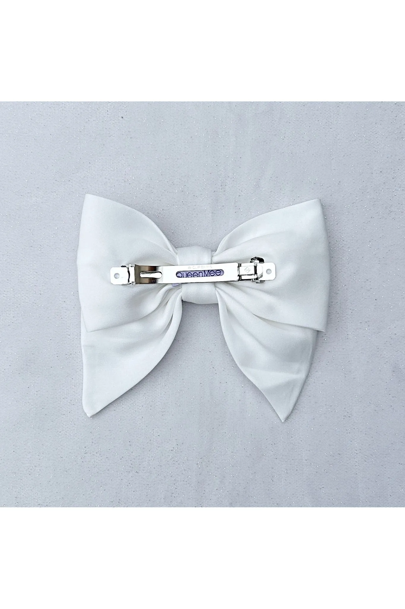 White Satin Hair Bow White Hair Clip by QueenMee Accessories sold by Goddiva product image thumbnail 3