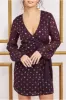 Wrap Over Sequin Mini Dress - Wine by Goddiva sold by Goddiva
