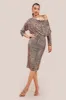Sequin Cowl Neck Midi Dress - Champagne by Goddiva sold by Goddiva