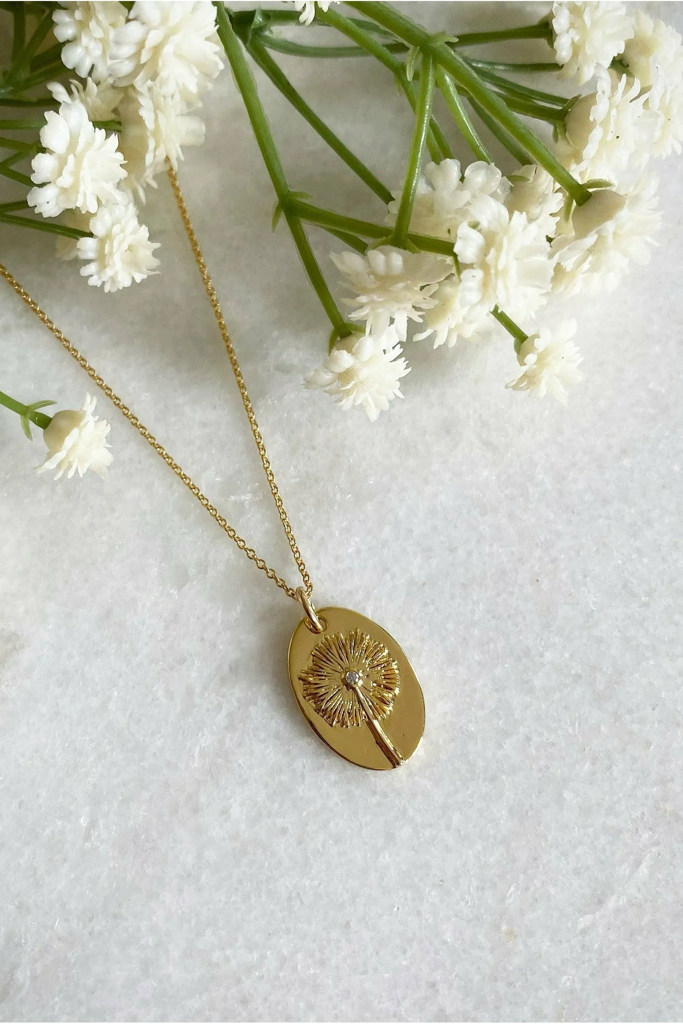 Wisteria London Gold Oval Dandelion Necklace sold by Goddiva product image thumbnail 2