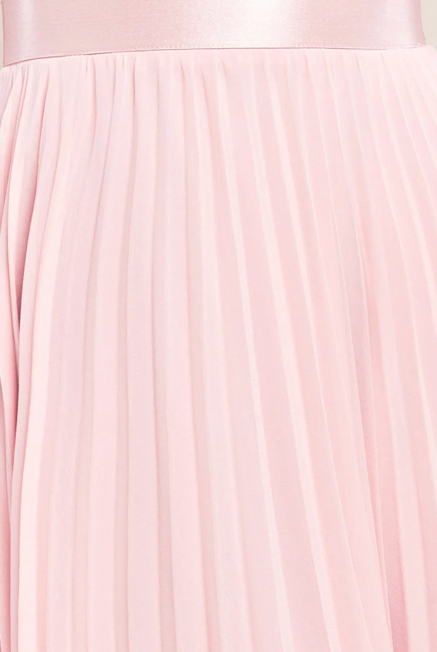 Pleated Chiffon Off Shoulder Maxi Dress - Blush by Goddiva sold by Goddiva product image thumbnail 4