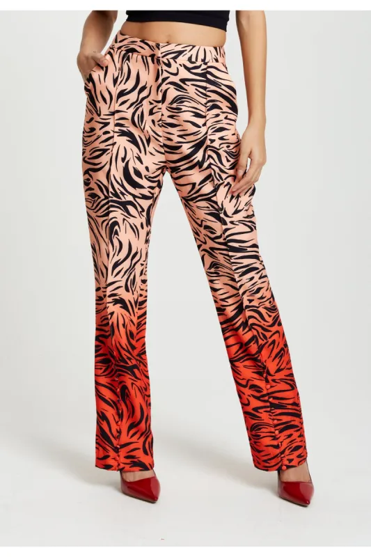 Zebra Print Suit Trousers With Slit Detail by Liquorish sold by Goddiva