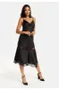Fine Lace Detail Strip Midi Dress In Black by Liquorish sold by Goddiva