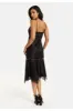 Fine Lace Detail Strip Midi Dress In Black by Liquorish sold by Goddiva