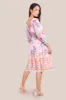 Goddiva Chiffon Wrap Border Floral Print Midi Dress - Pink sold by Goddiva