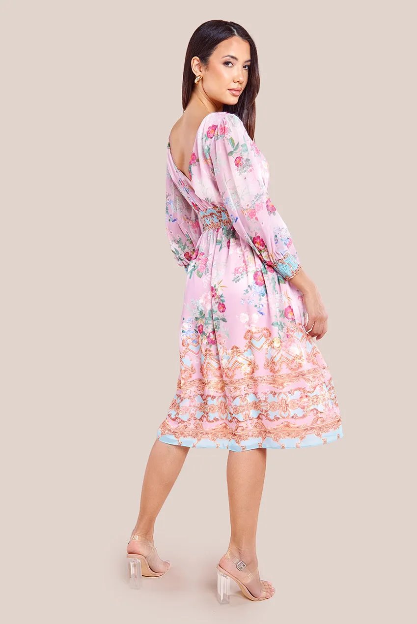Goddiva Chiffon Wrap Border Floral Print Midi Dress - Pink sold by Goddiva product image thumbnail 2