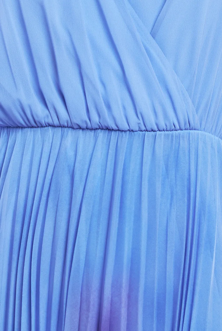 Wavy Ombre A-Line Chiffon Maxi Dress - Blue by Goddiva sold by Goddiva product image thumbnail 5