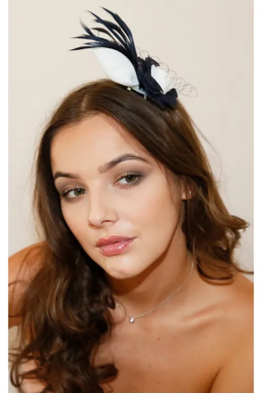 Ruby Rocks Florita Fascinator - Navy made by Goddiva