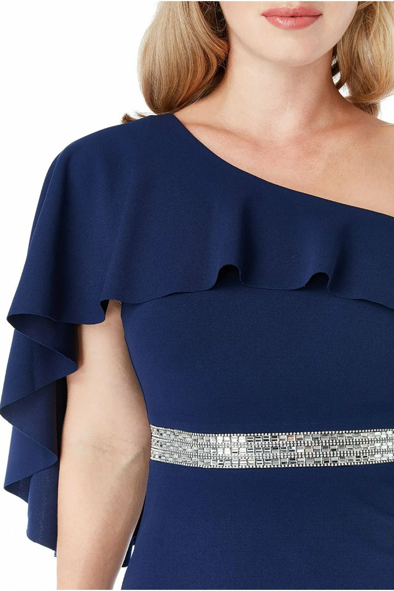 Off The Shoulder Flair Maxi Dress - Navy by Goddiva sold by Goddiva product image thumbnail 3