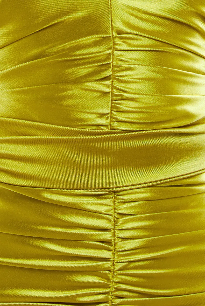 Goddiva Multi-Tied Satin Gathered Ring Maxi Dress - Lime Green sold by Goddiva product image thumbnail 5