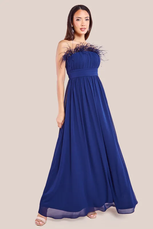 Bridesmaids Chiffon Maxi Dress - Navy by Goddiva sold by Goddiva