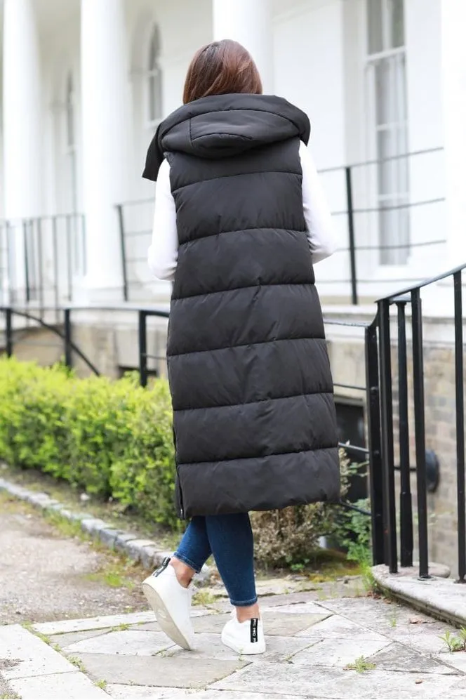 Double Second Black Long Lux Wrap Gilet Puffer sold by Goddiva product image thumbnail 4