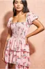 Layered Dipped Hem Floral Maxi - Peach by Goddiva sold by Goddiva