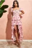 Layered Dipped Hem Floral Maxi - Peach by Goddiva sold by Goddiva